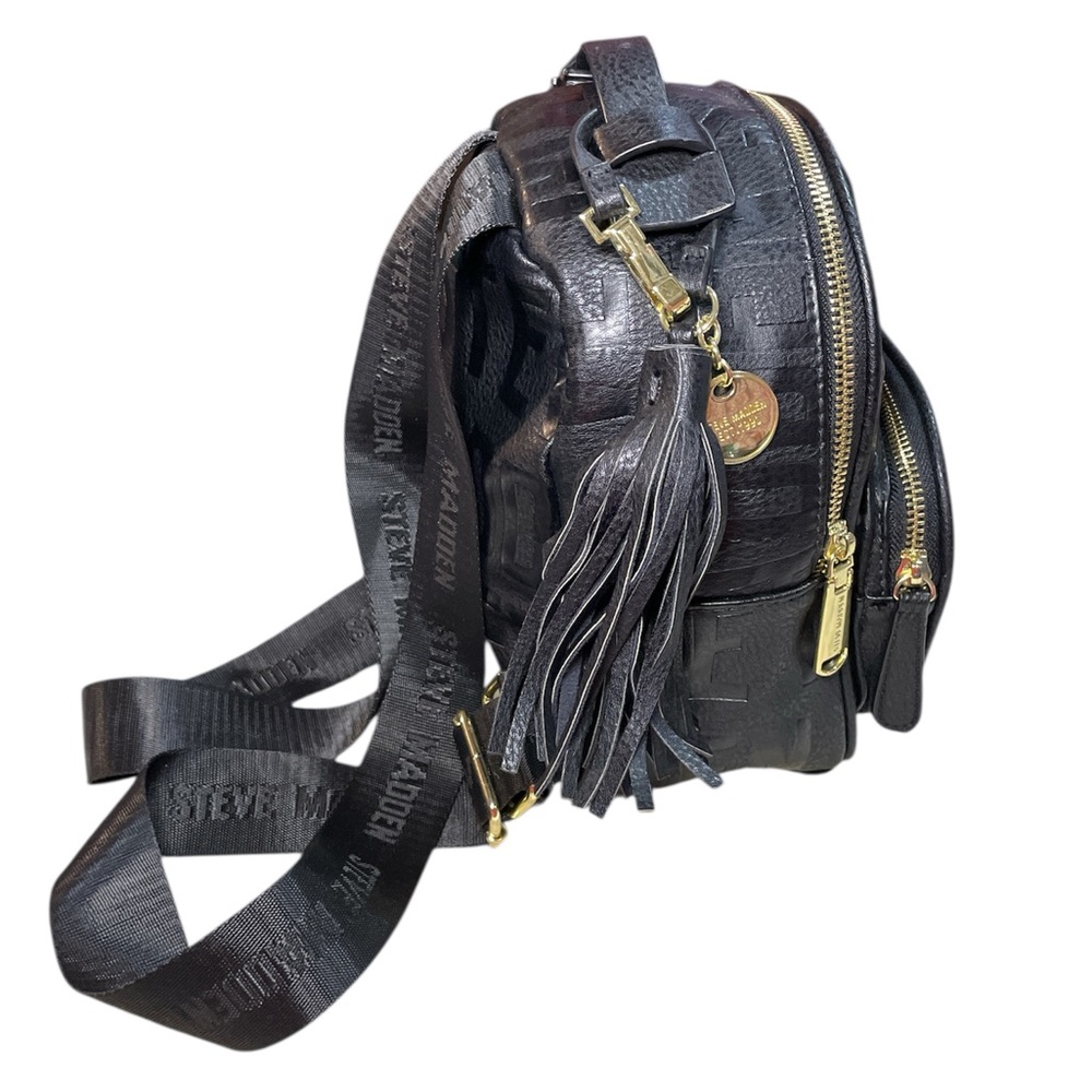 Steve Madden Embossed Black Backpack with Gold Details - Picture 2 of 13